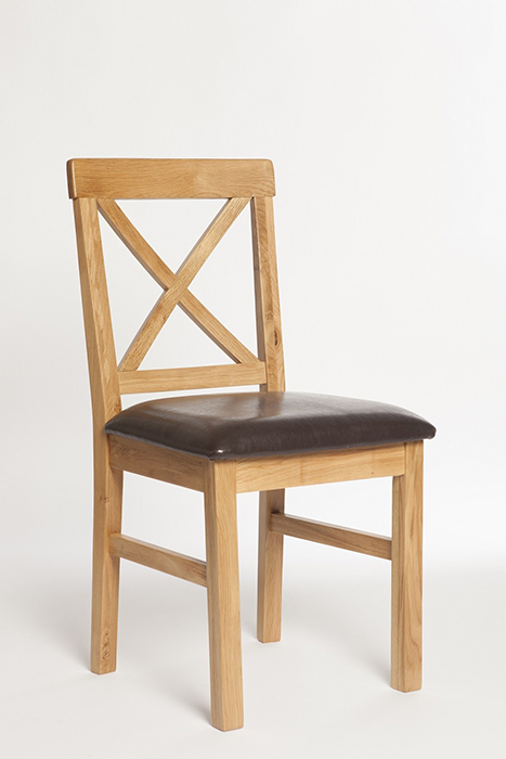 York Solid Oak Chair With Padded Seat - Click Image to Close